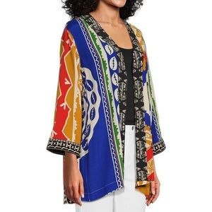 John Mark Black, White & Mustard Patterned Open Kimono size XL